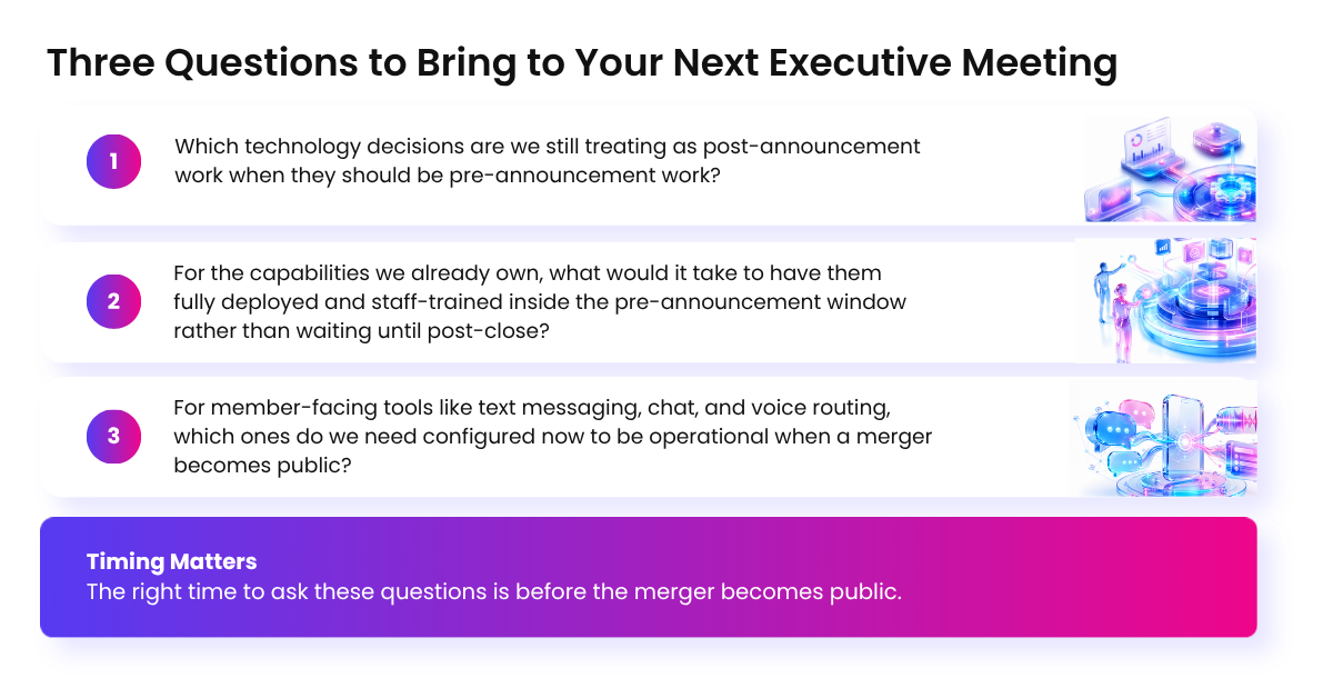 What are the questions to bring to credit union m&A board meeting